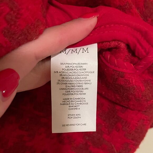 NWOT Cabi Red Plaid Check Evita Coat - Picture 9 of 9